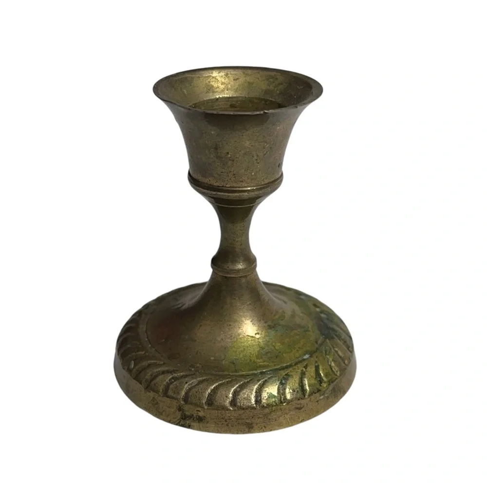 Vintage Small Brass Taper Candle Holder Candlestick Cottagecore Farmhouse